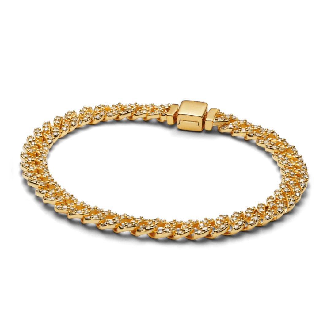 Moissanite Cuban Bracelet | 18k Gold Tone
