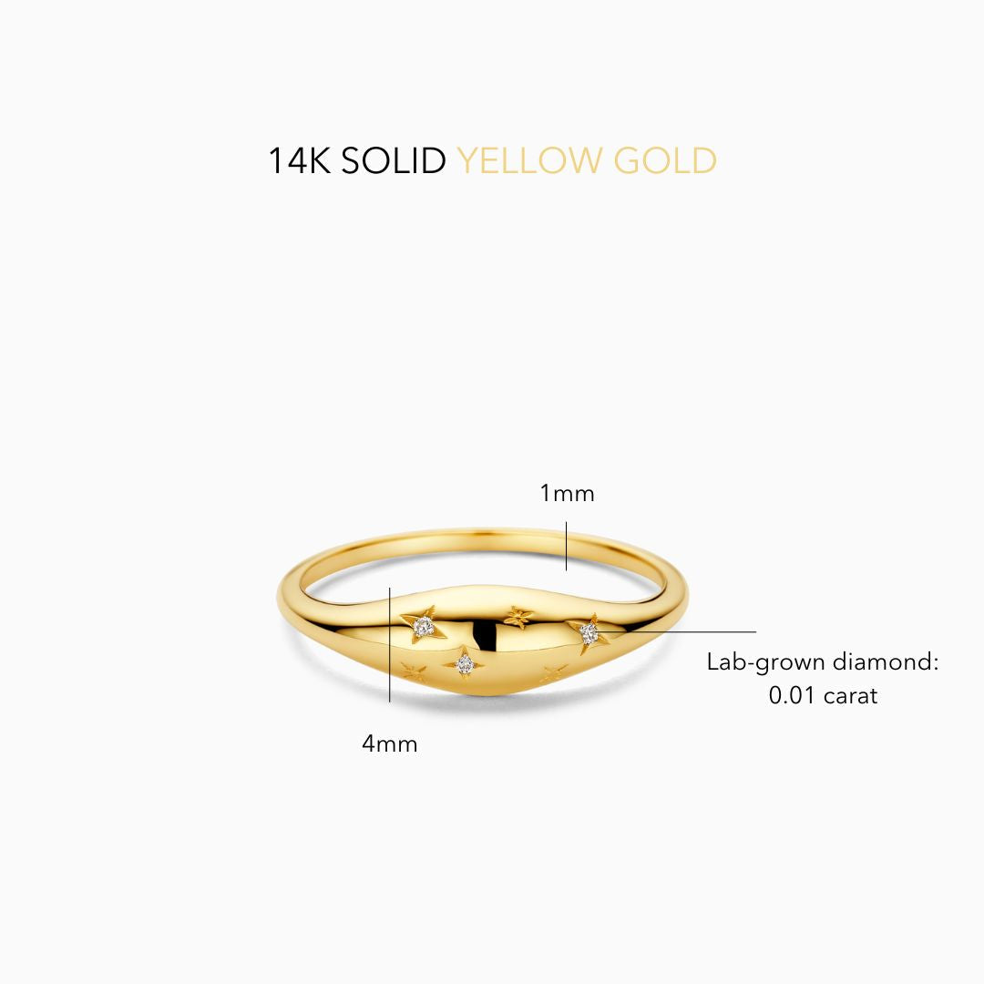 Diamond Dome Ring | 14k Gold Tone