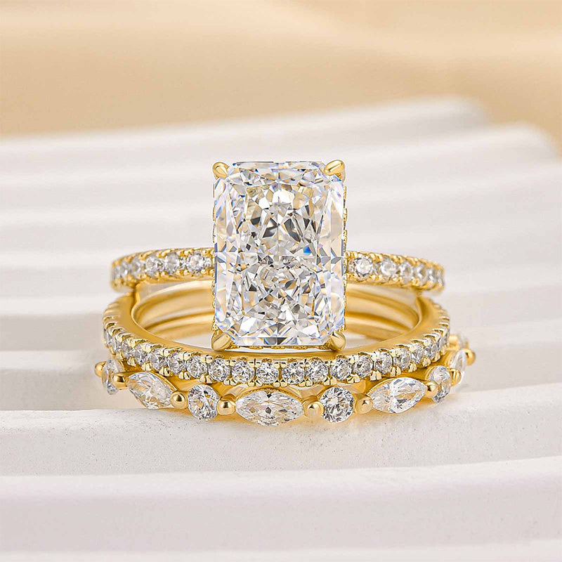 Jaily 3PC Wedding Ring Set | 18k Gold Tone