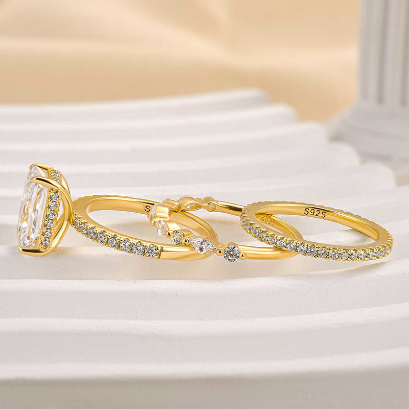 Jaily 3PC Wedding Ring Set | 18k Gold Tone