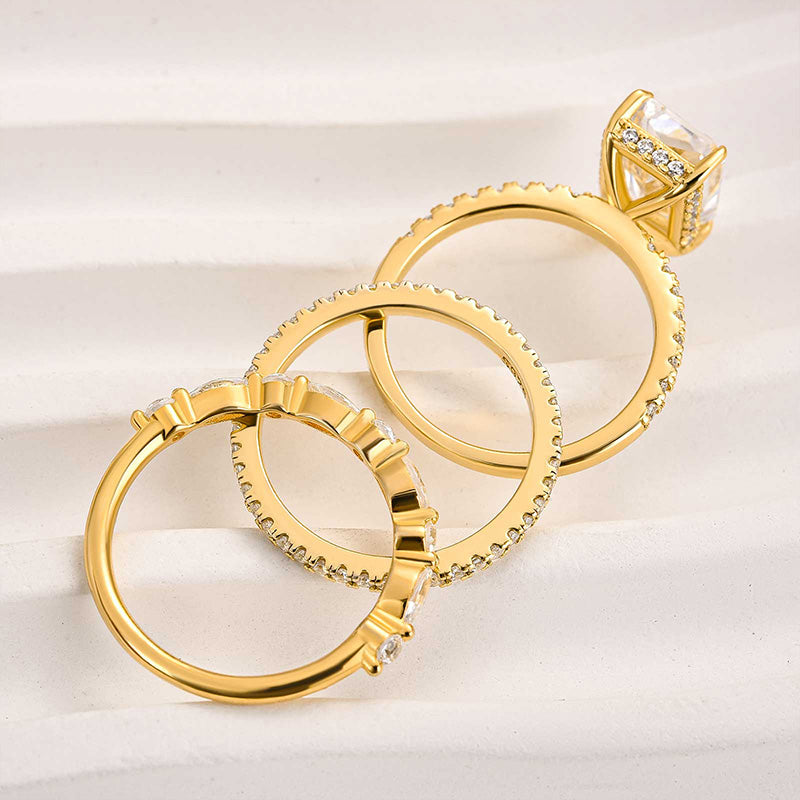 Jaily 3PC Wedding Ring Set | 18k Gold Tone