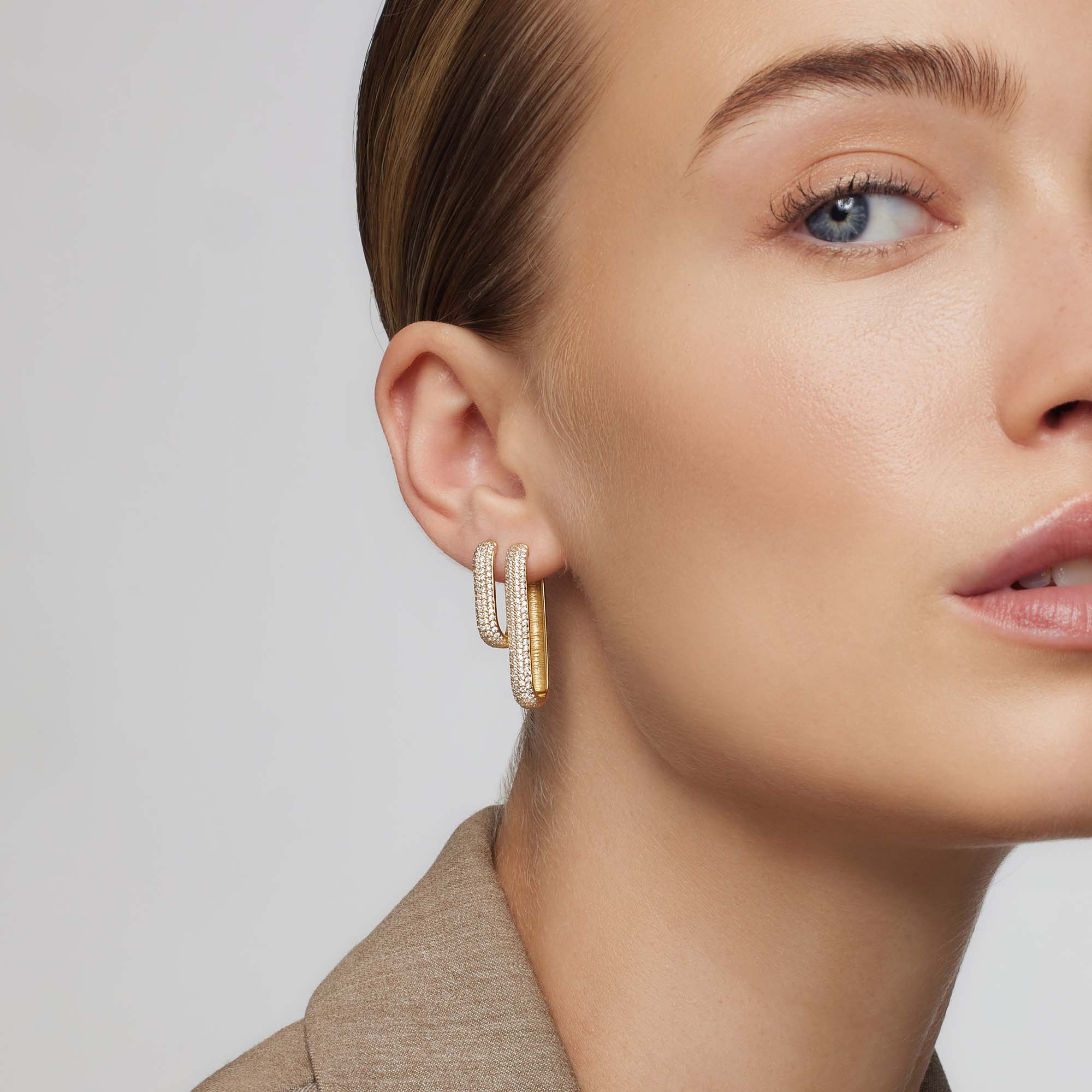 Icon Pavé Hoops | 18k Gold Tone