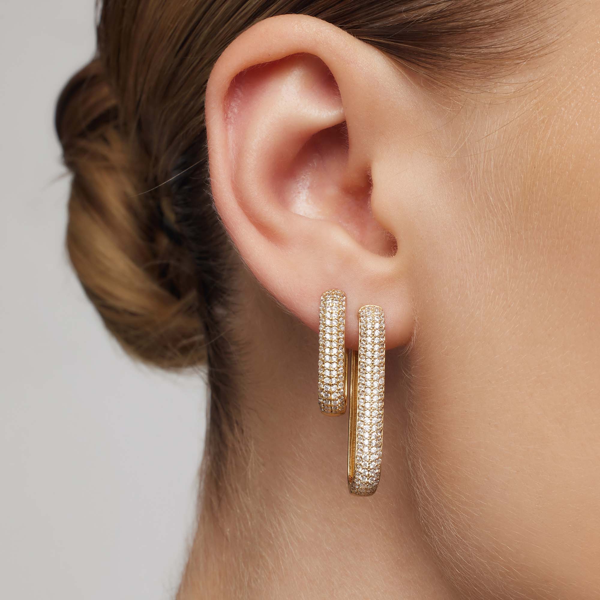 Icon Pavé Hoops | 18k Gold Tone