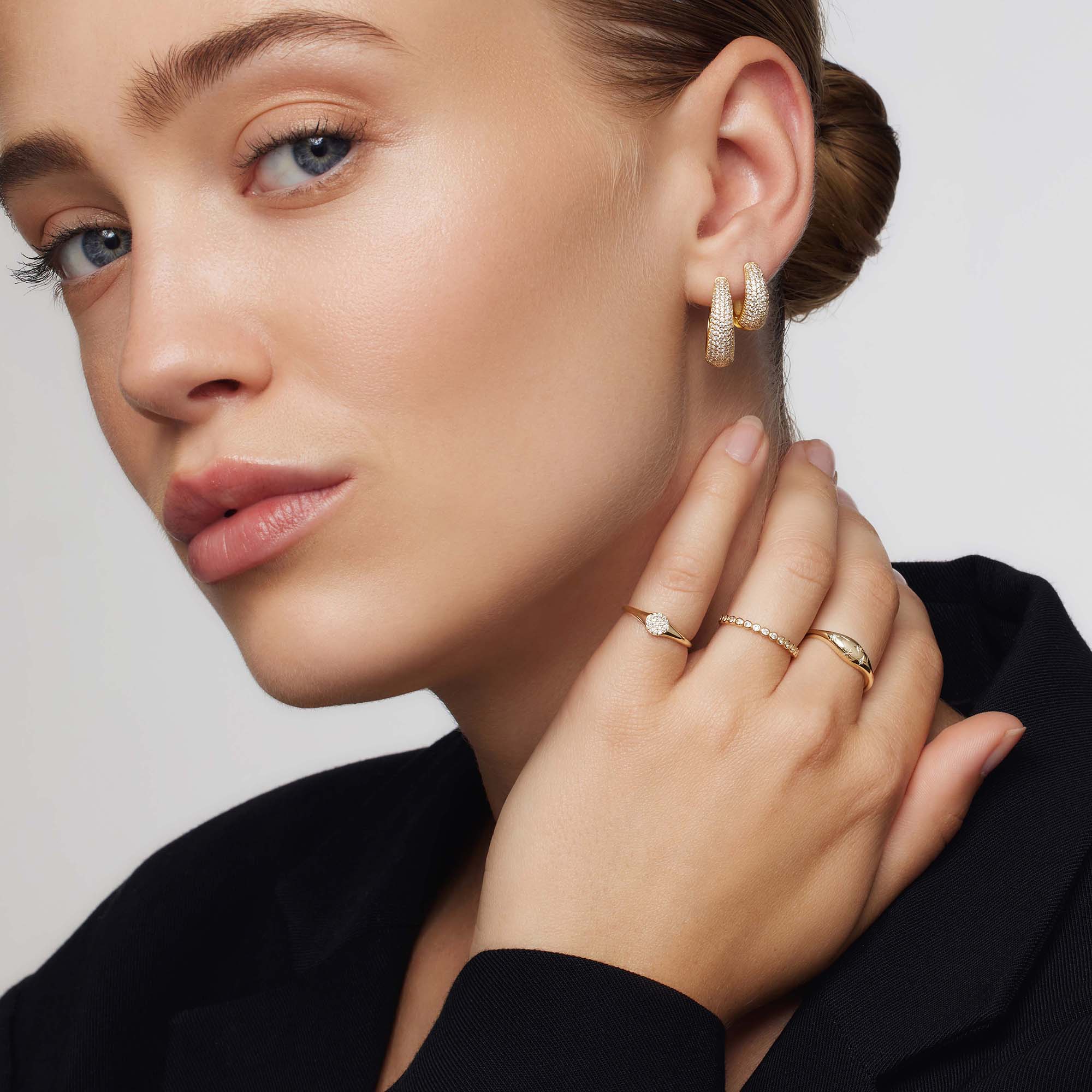 Diamond Dome Ring | 14k Gold Tone