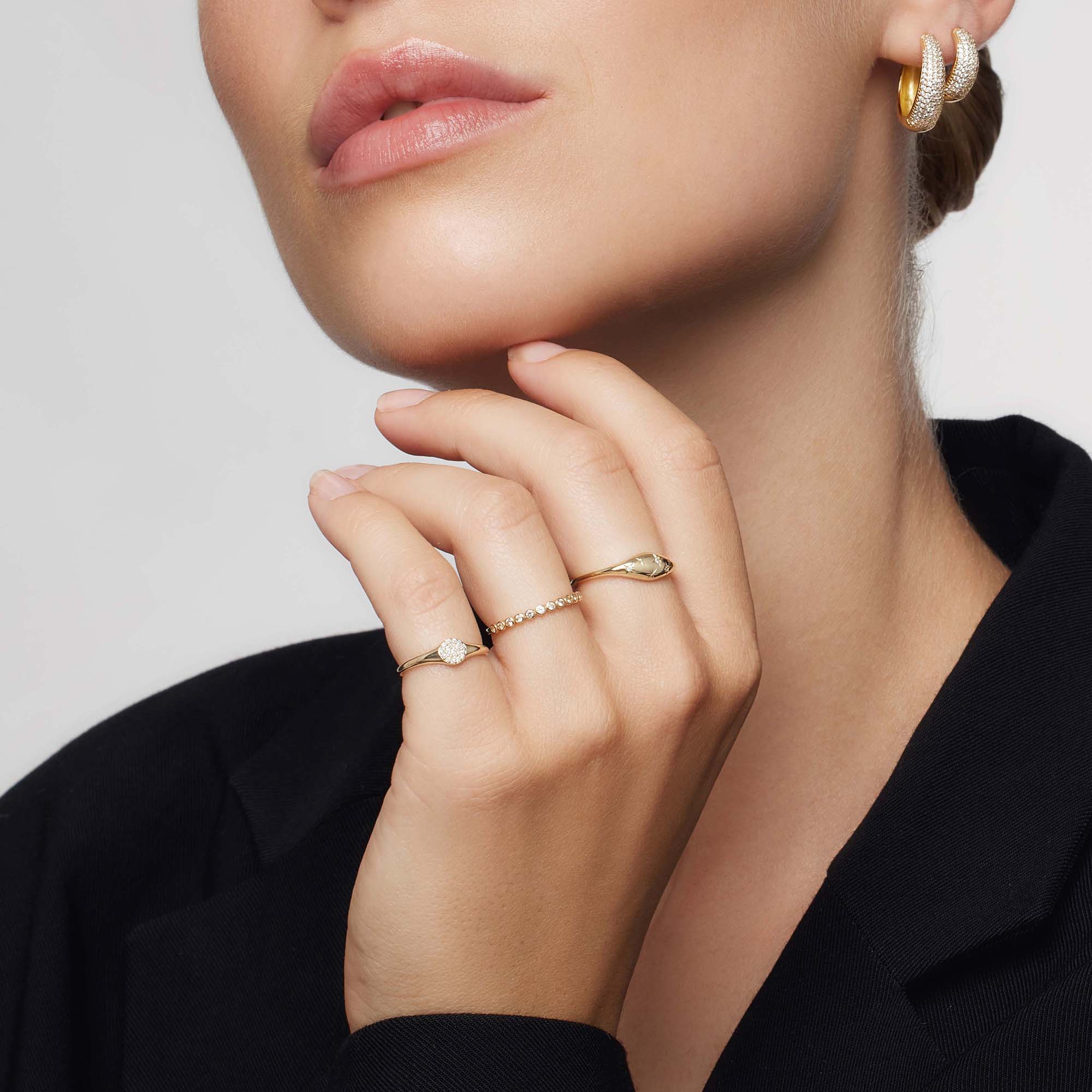 Diamond Dome Ring | 14k Gold Tone