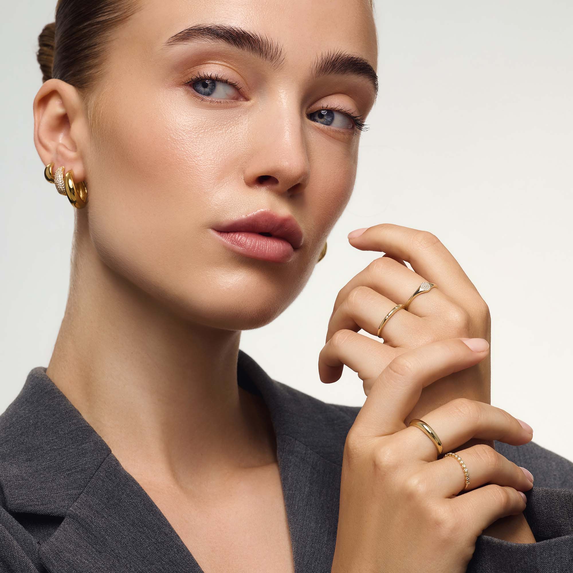 Diamond Bubble Ring | 14k Gold Tone