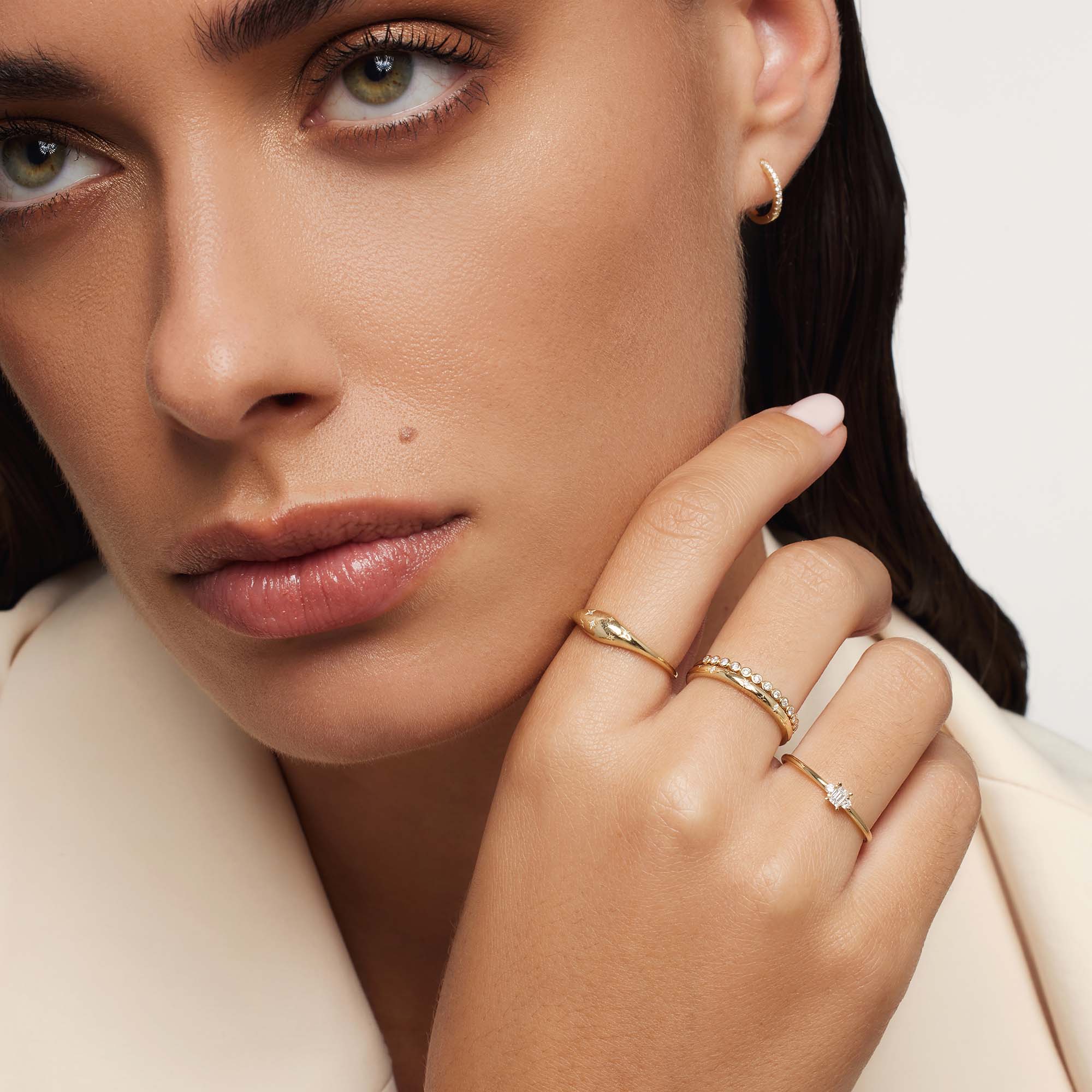 Diamond Dome Ring | 14k Gold Tone