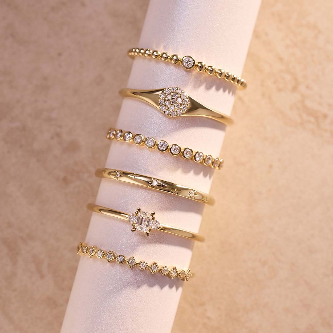 Diamond Bubble Ring | 14k Gold Tone