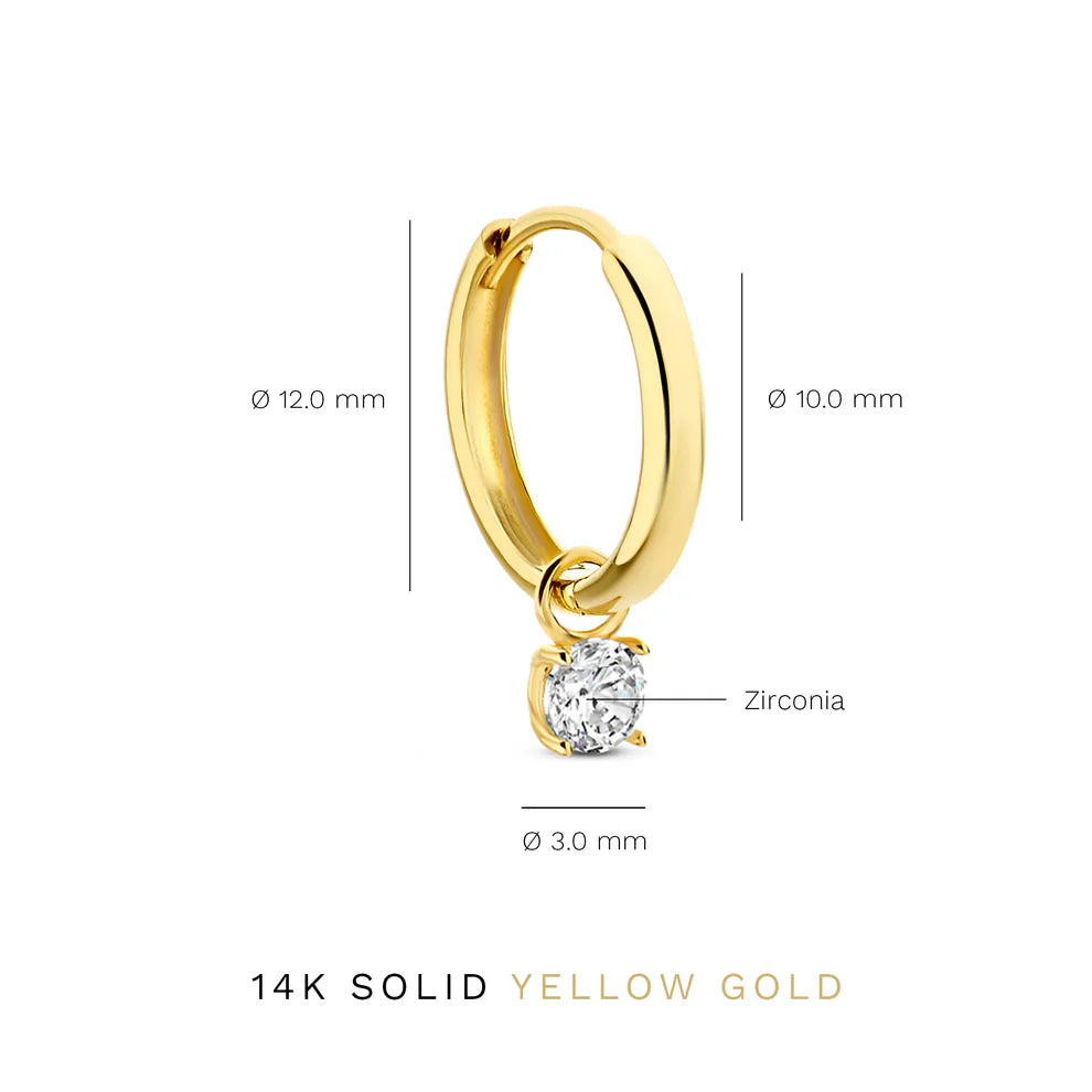 Larmes de Lune Stone Hoop Earrings | 14k Gold Tone