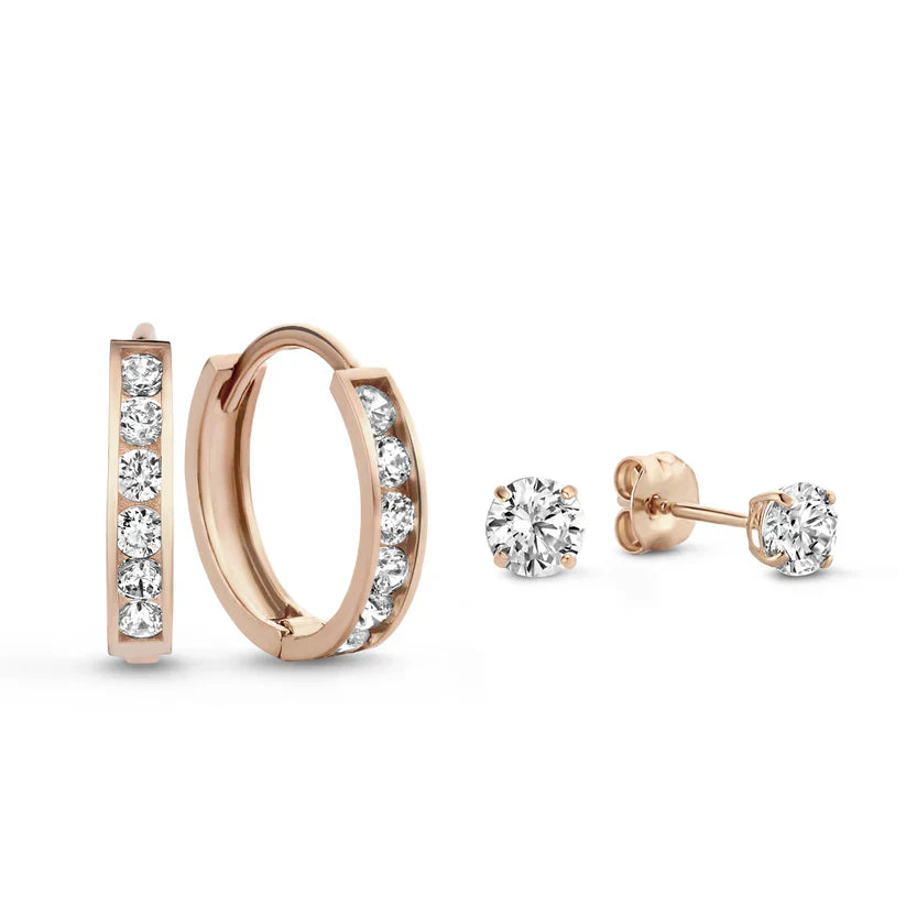 Dara Brillane Stone Earrings Set | 14k Gold Tone