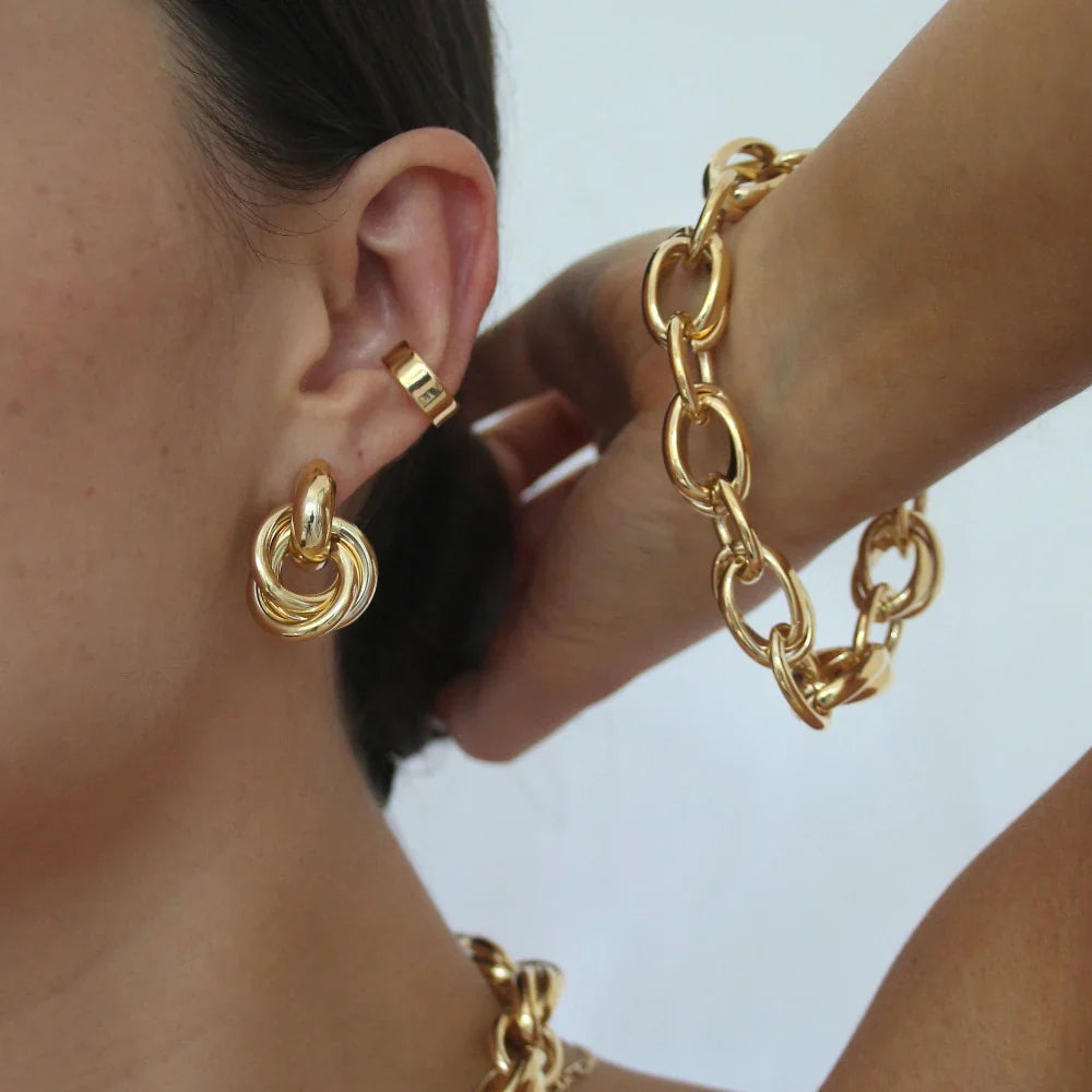 Statement Interlocking Earrings | 14k Gold Tone