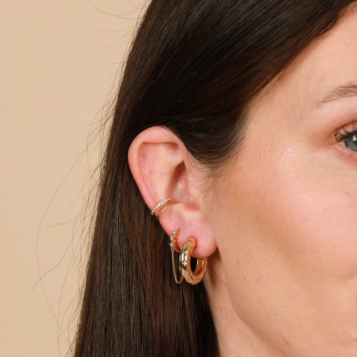 Cosmic Hoop Earrings | 16k Gold Tone