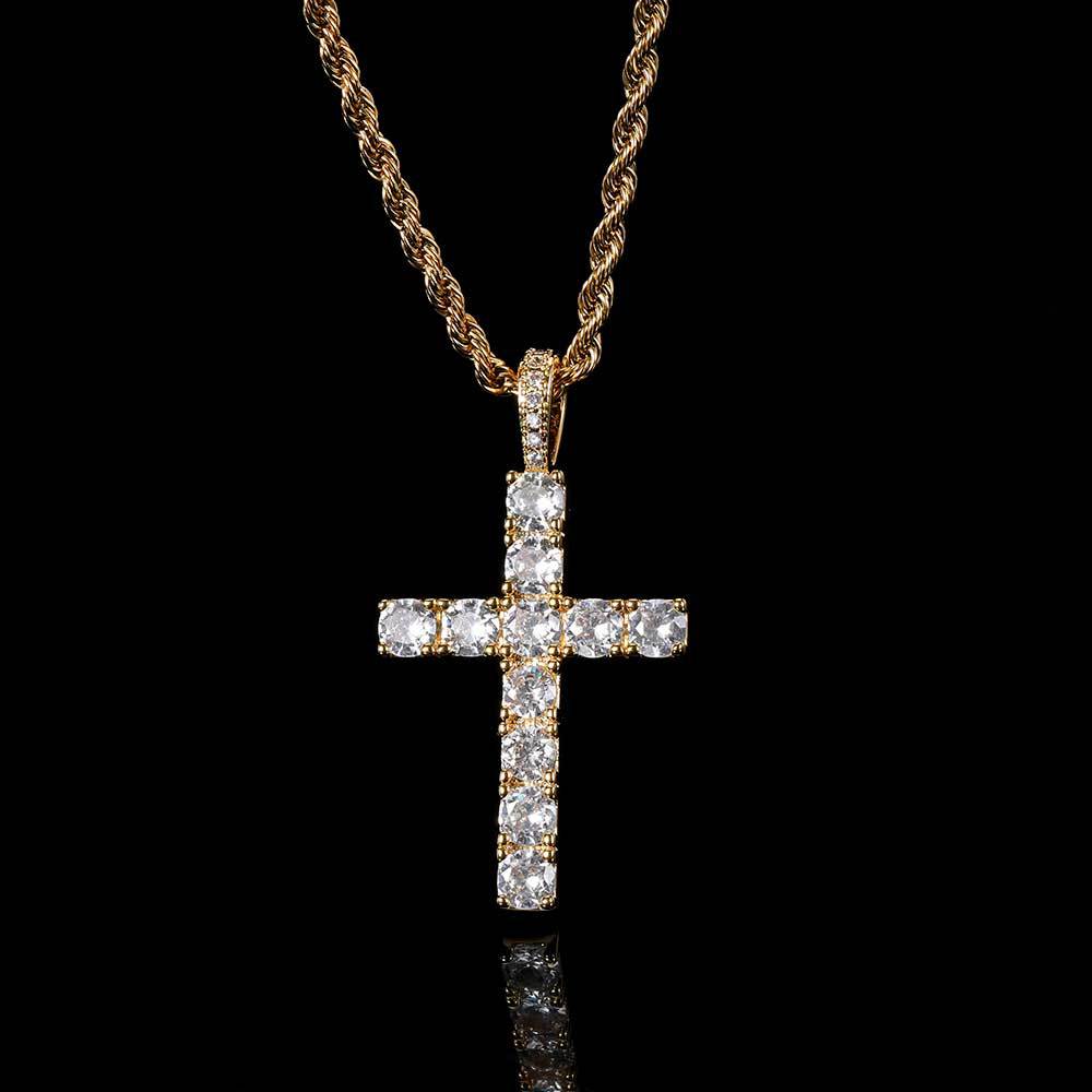 Moissanite cross necklace |18k Gold Tone