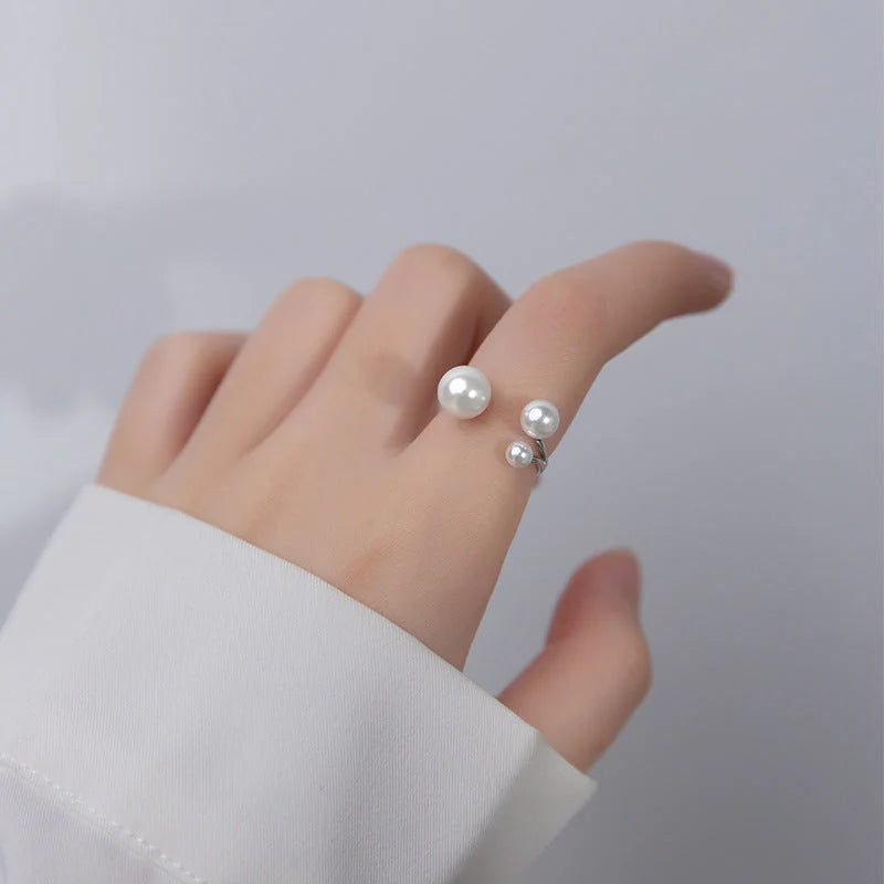 Adjustable Triple Freshwater Pearl Ring