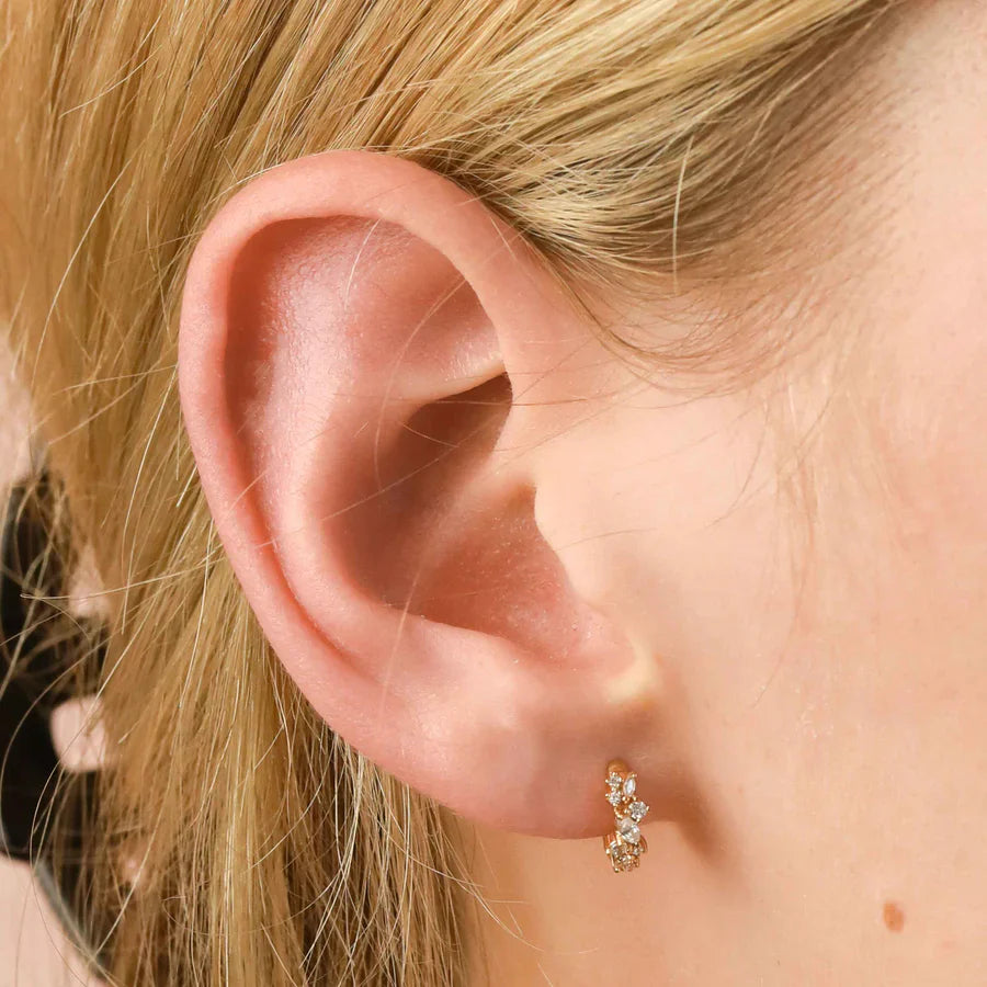 Crystal Cluster Huggies | 18k Gold Tone