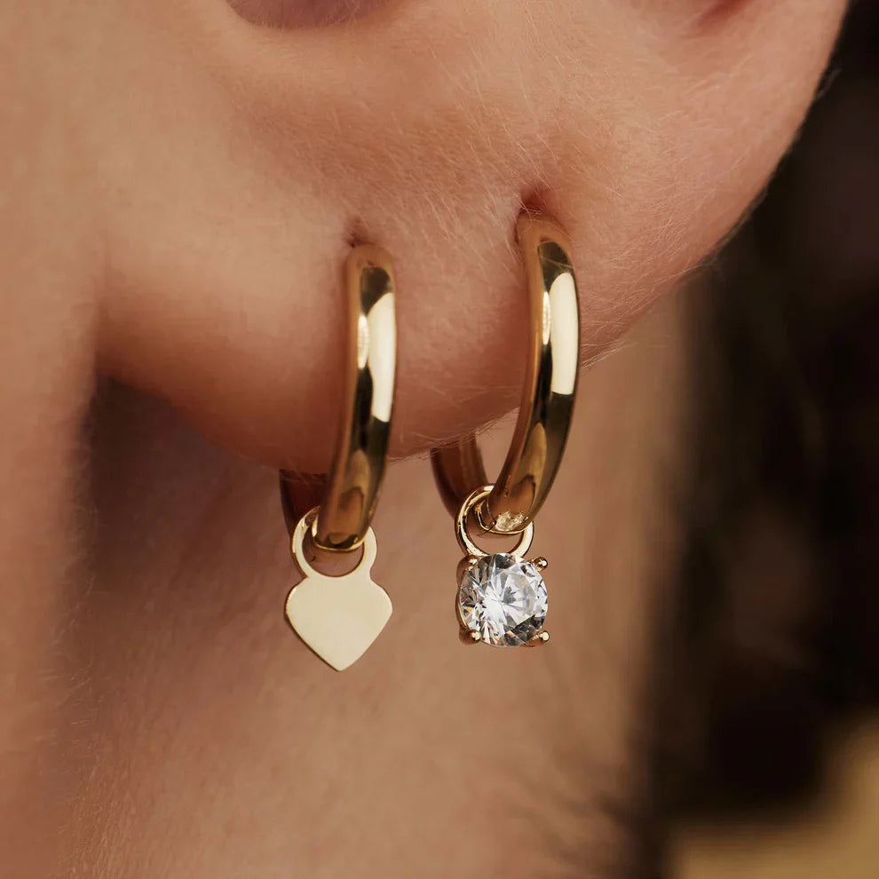 Larmes de Lune Stone Hoop Earrings | 14k Gold Tone