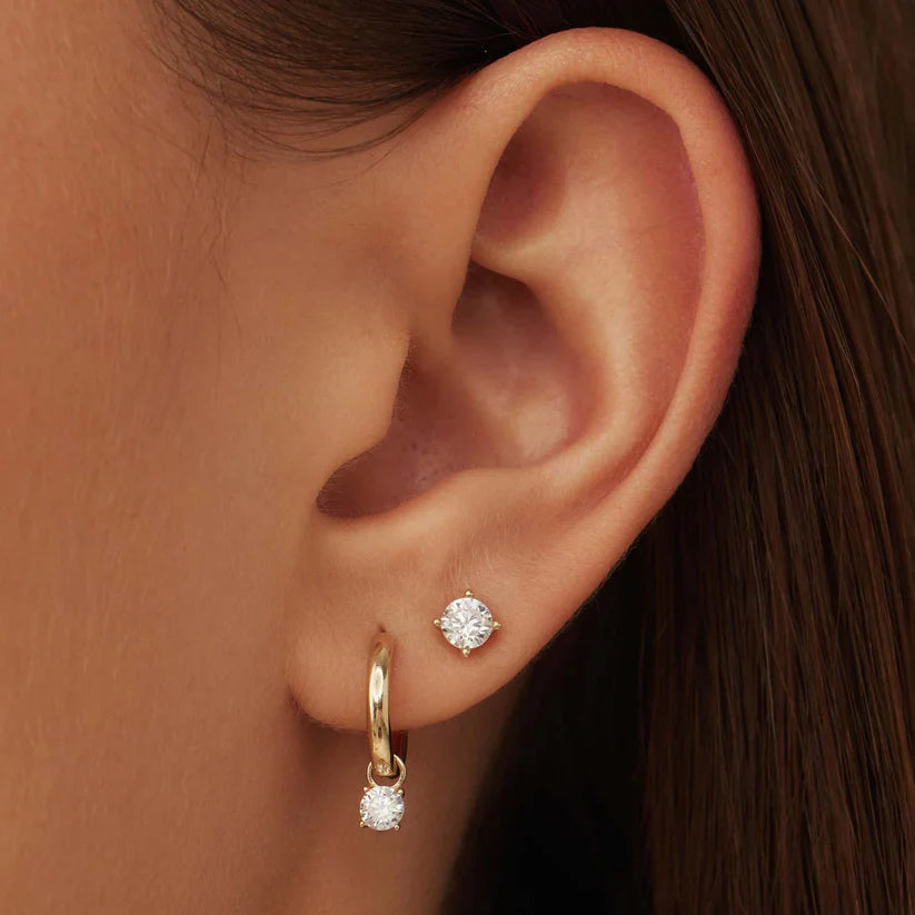 Larmes de Lune Stone Stud Earrings | 14k Gold Tone