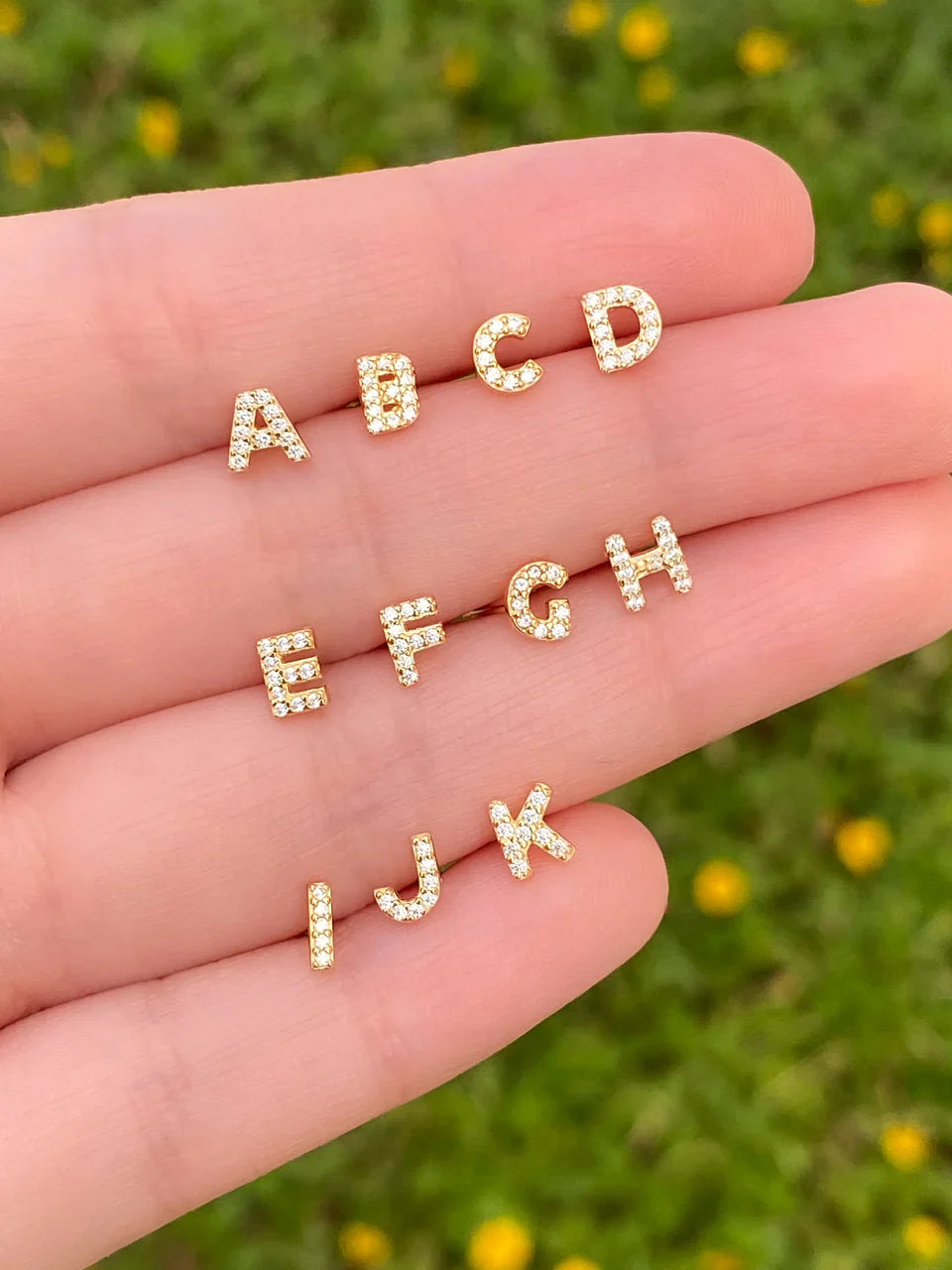 Initial Earring 1pc | 16k Gold Tone