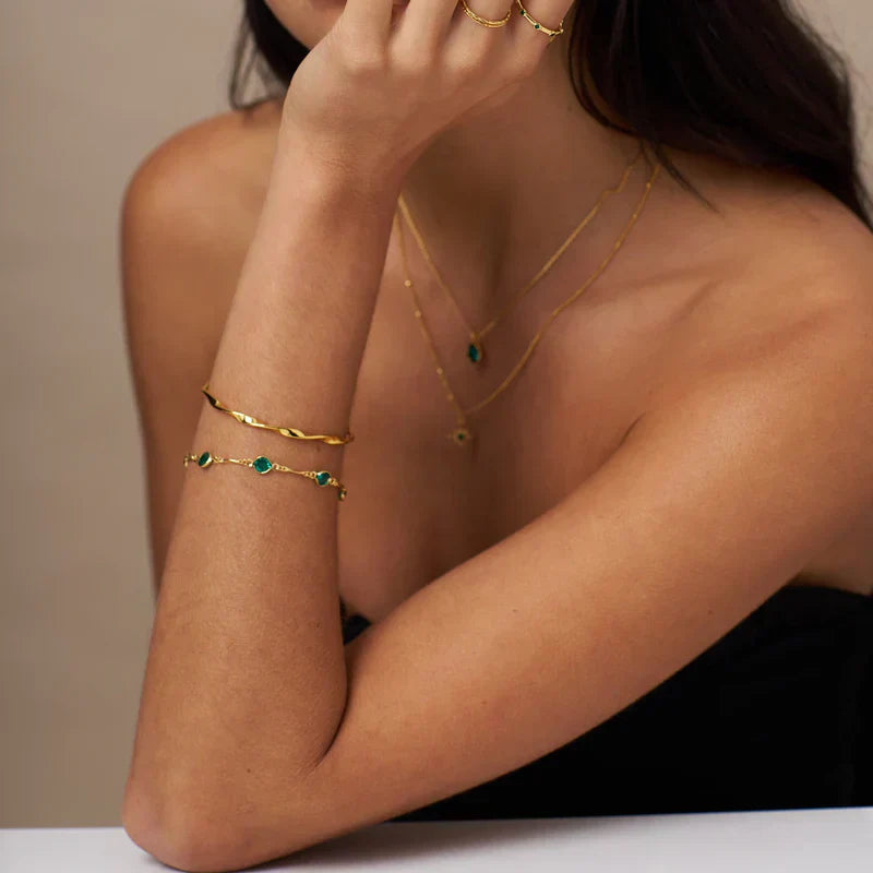 Emerald Link Chain Bracelet Gold