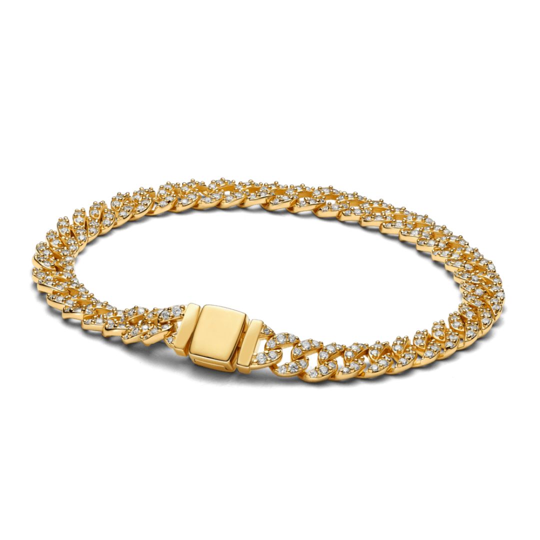 Moissanite Cuban Bracelet | 18k Gold Tone
