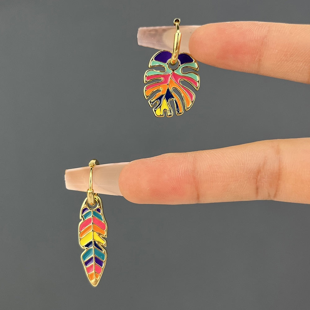 Gold Plated Bohemian Feather Earrings