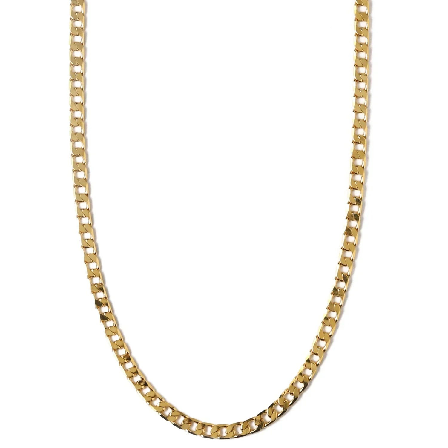 Flat Link Curb Chain Necklace | 16k Gold Tone