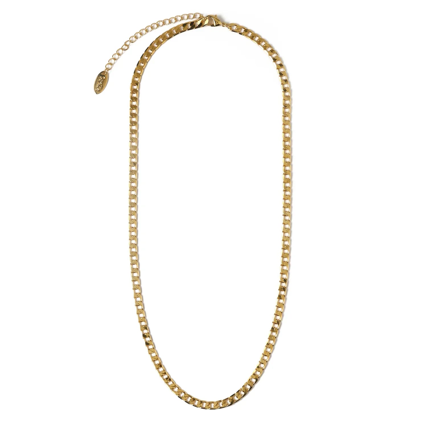 Flat Link Curb Chain Necklace | 16k Gold Tone