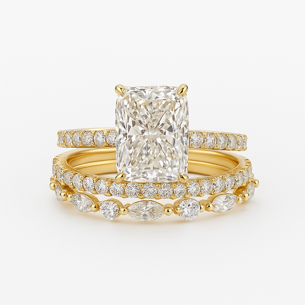 Jaily 3PC Wedding Ring Set | 18k Gold Tone