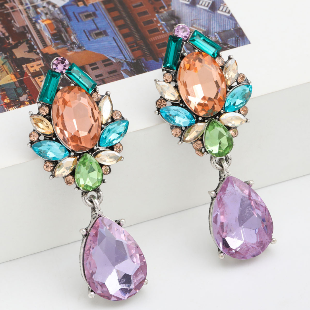 Silver Earrings with Coloured Gemstones