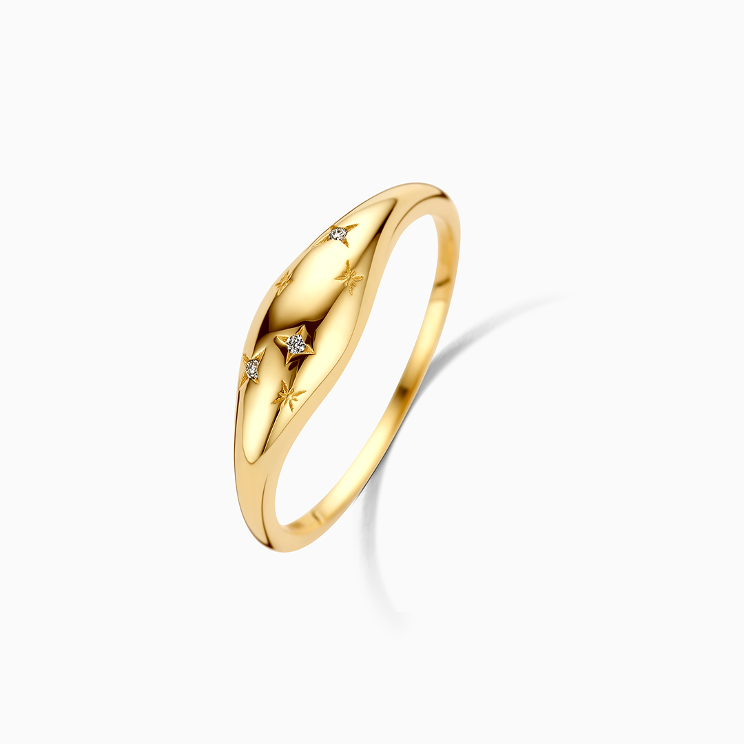 Diamond Dome Ring | 14k Gold Tone