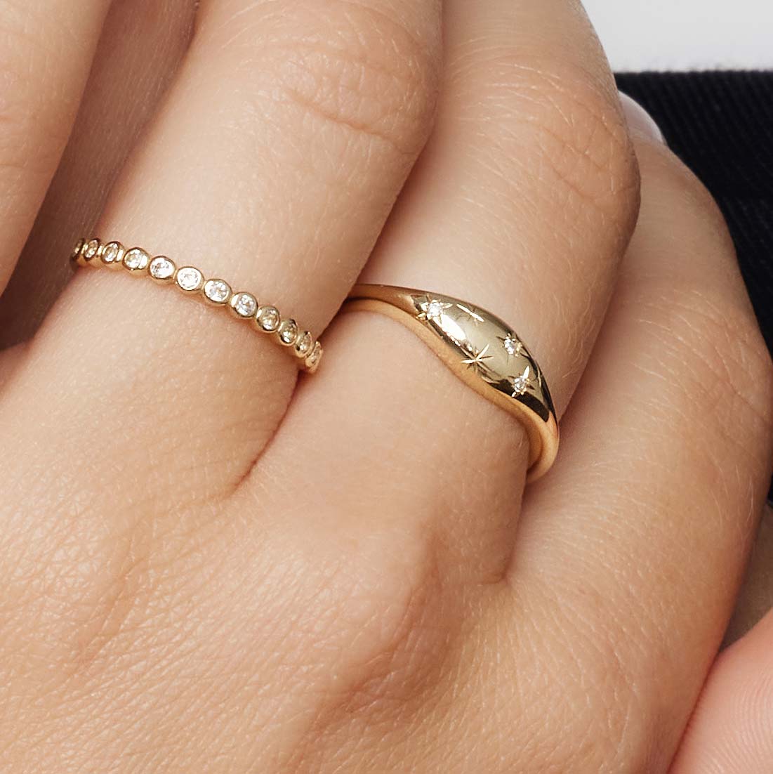 Diamond Dome Ring | 14k Gold Tone