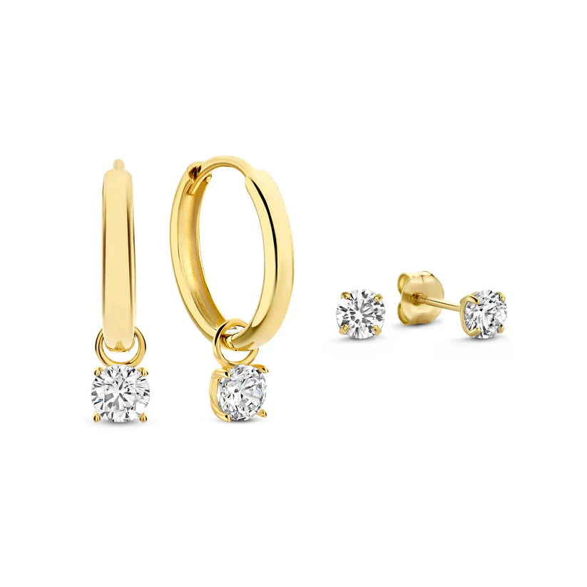 Larmes de Lune Stone Earrings Set | 14k Gold Tone