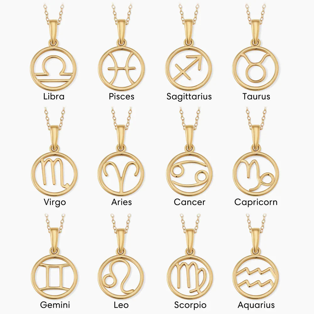 Zodiac sign necklace | 18k Gold Tone
