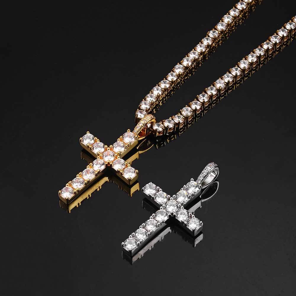 Moissanite cross necklace |18k Gold Tone