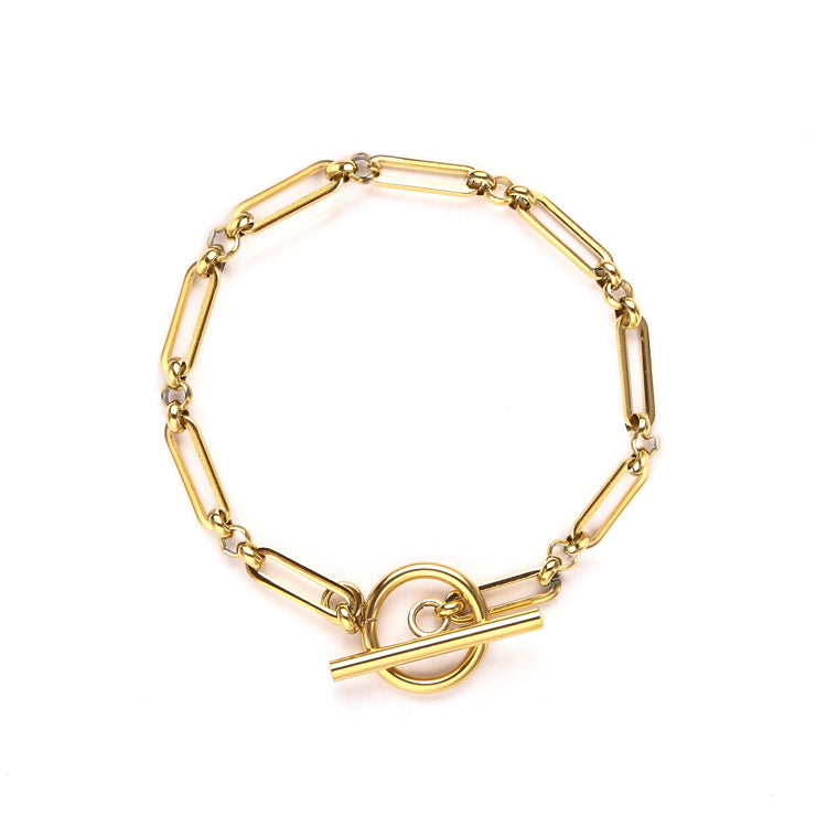 Link T-Bar Bracelet | 16k Gold Tone