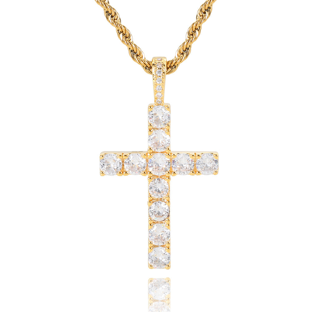 Moissanite cross necklace |18k Gold Tone