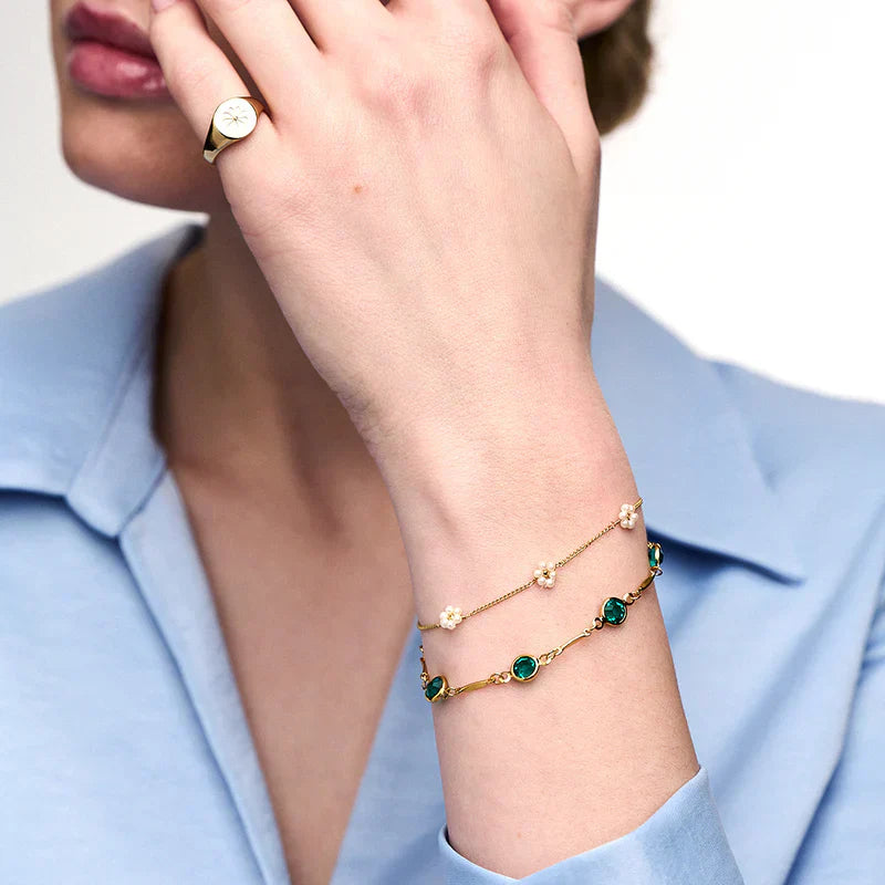 Emerald Link Chain Bracelet Gold