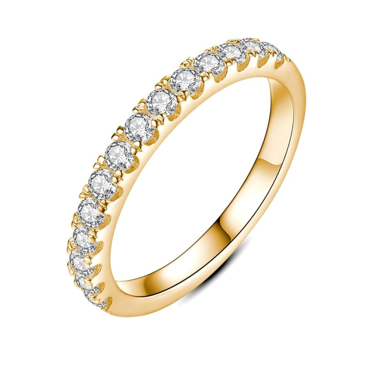 Moissanite Wedding Band | 18K Gold Tone
