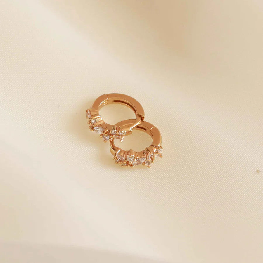 Crystal Cluster Huggies | 18k Gold Tone