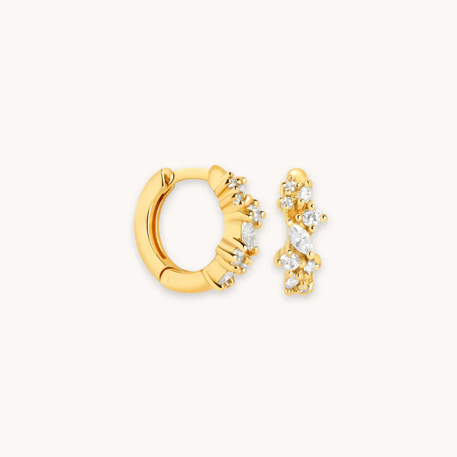 Crystal Cluster Huggies | 18k Gold Tone