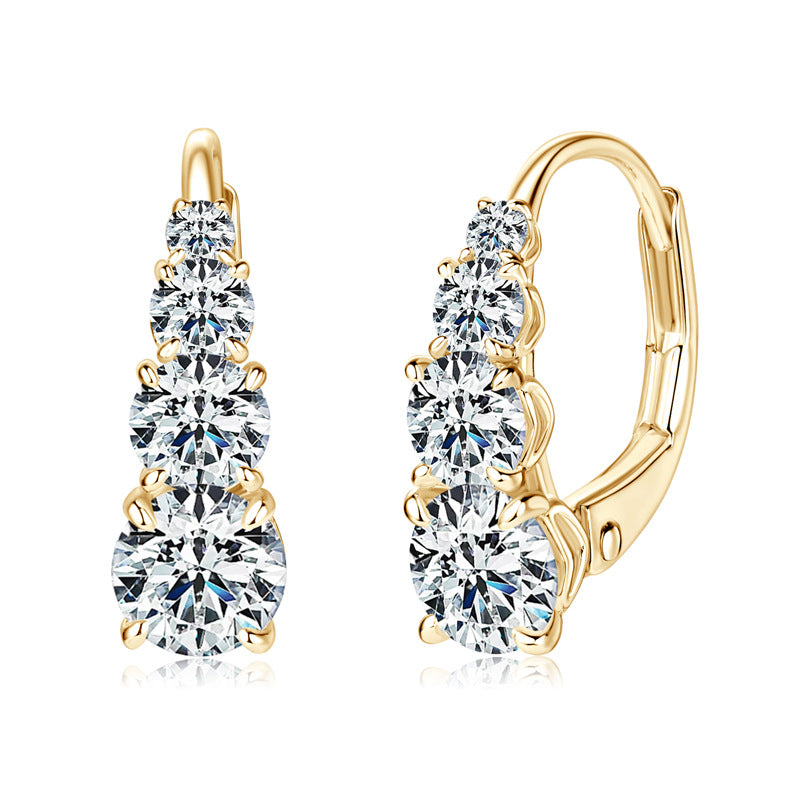 Carol four stone earrings | 16k Gold Tone
