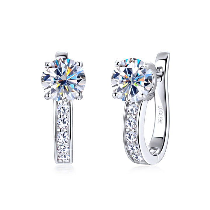 Channel Moissanite Huggie Earrings | 18k Gold Tone